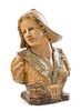 * A Continental Painted Terra Cotta Bust Height 17 inches.