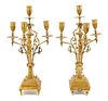 A Pair of Continental Gilt Metal Four-Light Candelabra Height 19 1/2 inches.