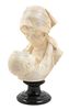 An Italian Marble Bust Height overall 21 1/4 inches.