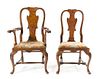 Two Queen Anne Burl Walnut Chairs Height 43 3/4 inches.
