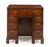 A George II Mahogany Kneehole Desk Height 38 1/2 x width 40 x depth 22 1/2 inches.