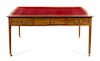 A George III Style Mahogany Library Desk Height 30 3/8 x width 59 1/2 x depth 33 5/8 inches.