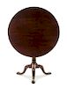 A George III Style Mahogany Tilt-Top Tea Table Height 27 1/2 x diameter of top 32 1/2 inches.