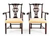 A Pair of Chippendale Style Mahogany Armchairs Height 40 inches.