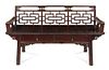 A Chinese Elmwood Bench Height 33 x width 56 1/2 x depth 16 inches.