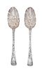 * A Pair of Irish George III Berry Spoons, Christopher Skinner, Dublin, 1769, the gilt bowls with repousse berry motifs, the 