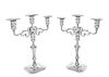 * A Pair of American Silver Three-Light Candelabra, Hamilton Sterling Co., New York, NY, Late 19th/Early 20th Century, having