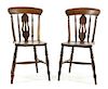 A Pair of Oak Side Chairs Height 33 1/4 inches.