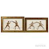 Two Framed Ceramic Plaques Depicting Fencers