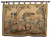 An Aubusson Hunting Scene Tapestry 9 feet 6 inches x 6 feet 10 inches.