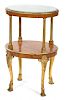 A Louis XV Style Carved and Parcel Gilt Two-Tier Oval Side Table Height 31 1/2 x width 20 1/2 x depth 16 3/4 inches.