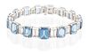 A Faux Aquamarine and Cubic Zirconia Line Bracelet Length 7 inches.