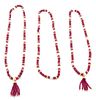 Three Faux Pearl, Pink and Gold Beaded Necklaces with Tassels Length of longest 37 inches.
