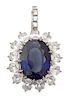 A Faux Sapphire and Marquise Cubic Zirconia Pendant Height 2 1/2 inches.