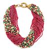 A Multi-strand Beaded Torsade Necklace Length 18 1/2 inches.