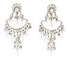A Pair of Silvertone, Cubic Zirconia and Faceted Crystal Drop Earrings Length 2 1/4 inches.