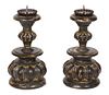 A Pair of Italian Carved Wood and Gilt Torcheres Height 14 inches.