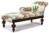 A Regency Colonial Style Mahogany Chaise Lounge Height 35 x length 65 inches.