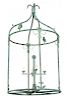 A Giacometti Style Verde Patinated Bronze Lantern Height 44 x diameter 24 inches.