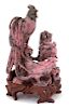 A Chinese Rhodonite Carving of Three Roosters Height 6 1/4 inches.