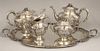 5-PIECE CONTINENTAL SILVER TEA SERVICE, ON TRAY