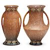 ROSEVILLE Two tan 9" Ferella vases