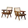 PIERRE JEANNERET Pair of V-leg armchairs