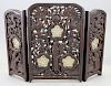 Chinese Carved Wooden/Jade Table Screen