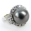 South Sea Black Pearl, Diamond and 18 Karat White Gold Ring.