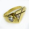Men's Vintage Diamond and 14 Karat Yellow Gold Pinkie Ring.