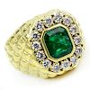 Vintage Emerald, Approx. 1.75 Carat Round Brilliant Cut Diamond and 18 Karat Yellow Gold Ring.