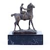 Heriberto Juarez, Mexican (1932 - 2008) Bronze Sculpture "Rider on Horseback" on Marble Base.
