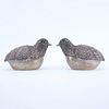 Pair of Chinese Silver Bird Trinket or Betel Nut Boxes.