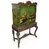Early 20th Century Queen Anne Style Lacquered Chest On Stand.