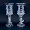 Pair of Mid Century Waterford Style Crystal Hurricane Lamps.