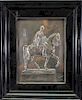 Framed Silverplate Simon Bolivar on Horseback