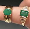 TWO 14K YELLOW GOLD AND EMERALD RINGS