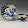 CHINESE ANTIQUE BLUE WHITE PORCELAIN CUP AND SAUCER - 18TH CENTURY
