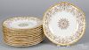 Set of twelve Coalport porcelain plates with gilt decoration, retailed by Tiffany & Co.
