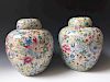 A PAIR OF CHINESE ANTIQUE FAMILLE ROSE PORCELAIN JARS