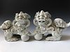 A PAIR OF CHINESE ANTIQUE WHITE GLAZED LIONS