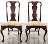 Pair of George II style burl veneer dining chairs, early 20th c.