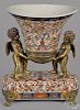 English Imari palette centerpiece, with bronze putti mounts, early 20th c.
