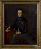 Continental oil on canvas portrait of a gentleman, signed N. Vollier 1870, 21 1/4'' x 17''.