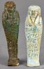Two Egyptian pottery shabti, 6'' h. and 5 3/4'' h.