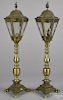 Pair of English brass lantern table lamps, ca. 1900, 23 1/2'' h.