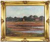 Sgnd 19th C Painting of a River Landscape, Cottage