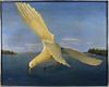 "Flying High" Seagull in Flight Near Coast, Signed