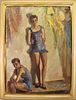 1948, Signed Painting of Two Young Ballerinas