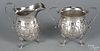 Sterling silver creamer and sugar bowl with chased floral decoration, 4 1/2'' h. and 3 3/4'' h.